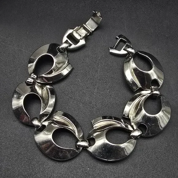 Tara Silver Tone Bracelet Vintage Jewelry Circle Open Links - Picture 7 of 10